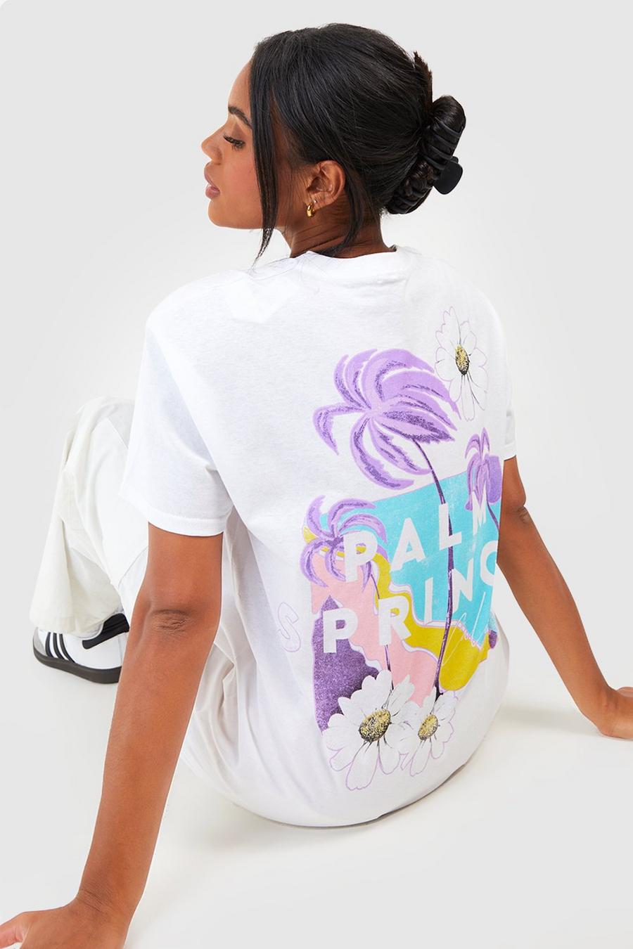 White Oversized Palm Springs Graphic T-Shirt