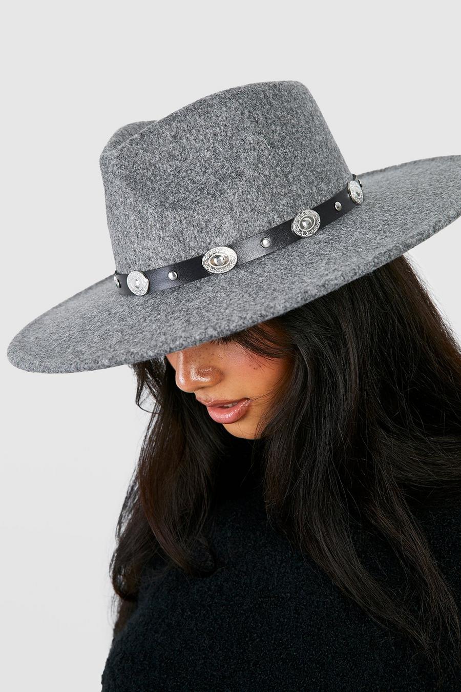 Sombrero borsalino con ribete metálico, Charcoal image number 1