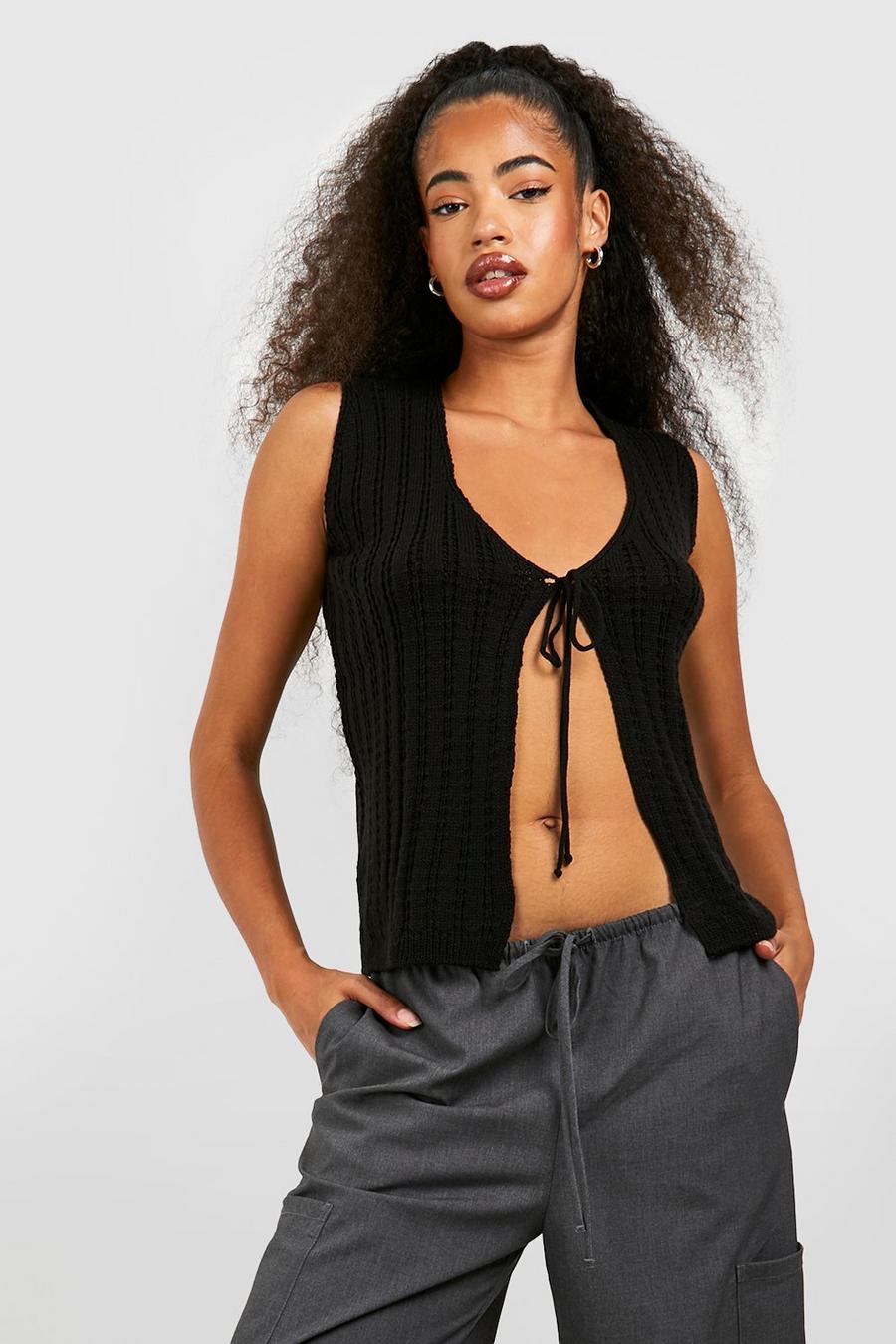 Black Crochet Knitted Vest
