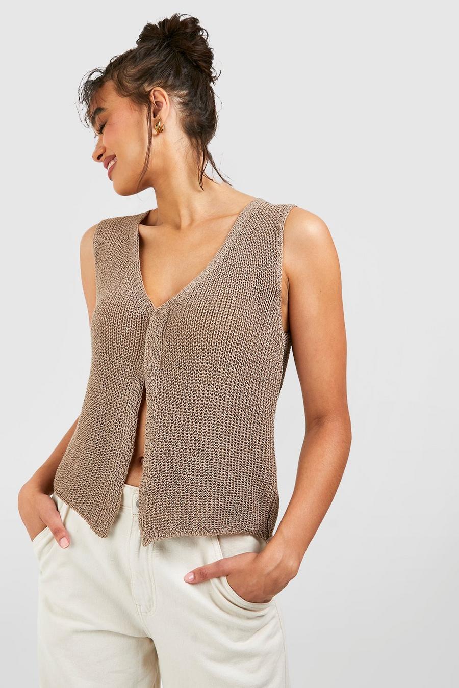 Hook And Eye Loose Knitted Waistcoat