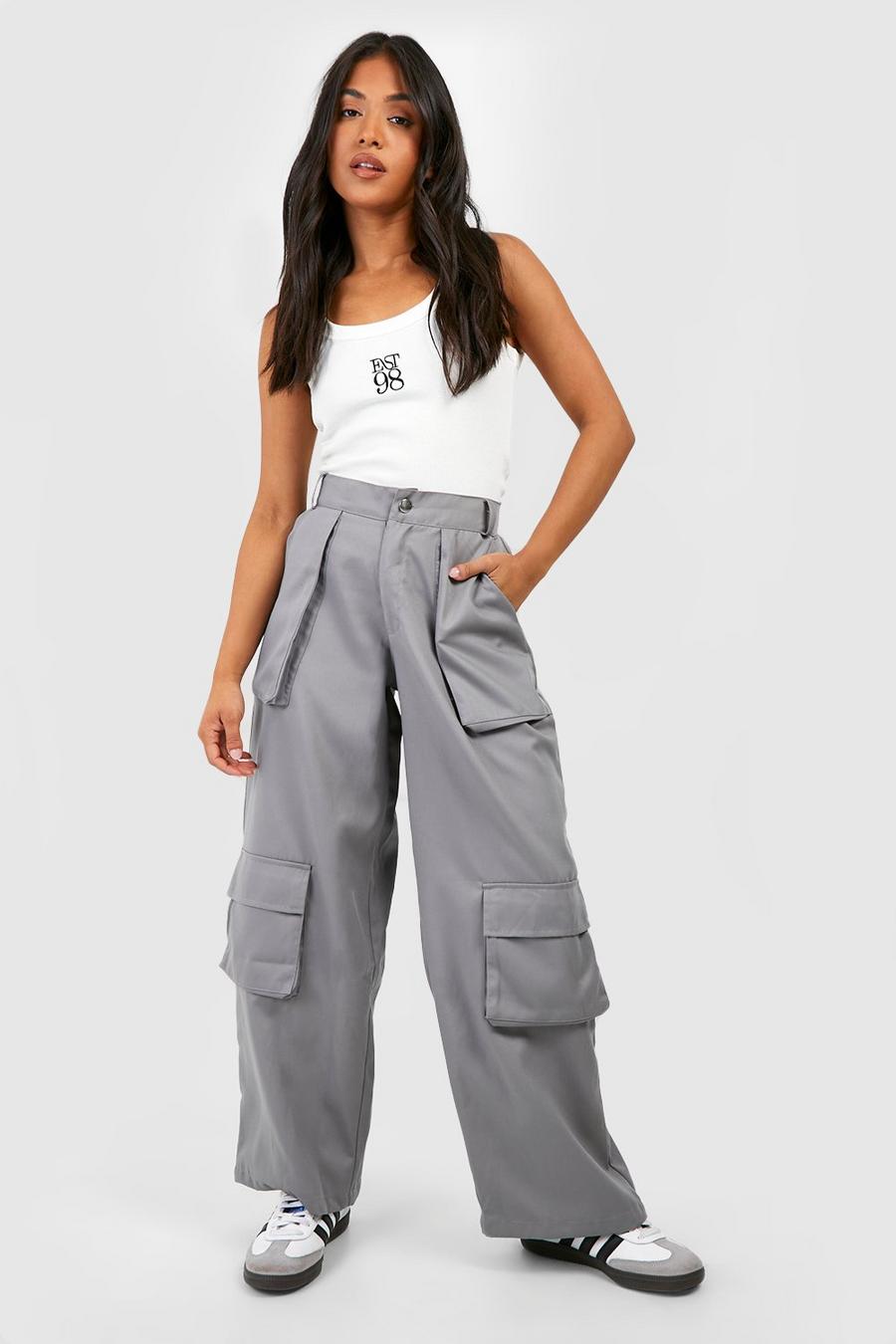 Petite - Pantalon cargo large, Grey