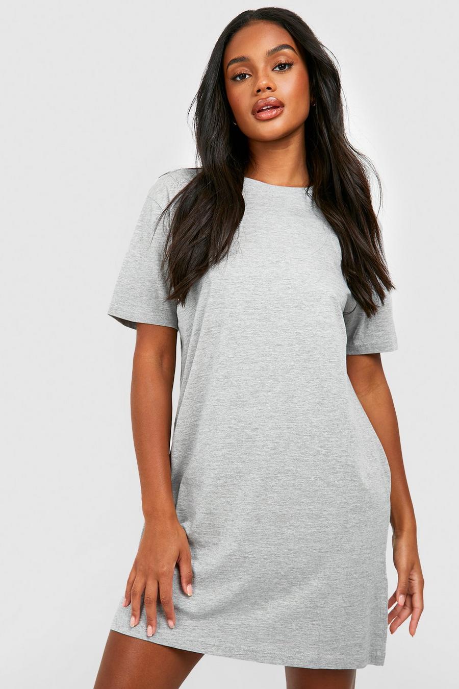 Basic T-Shirt Kleid, Grey marl image number 1