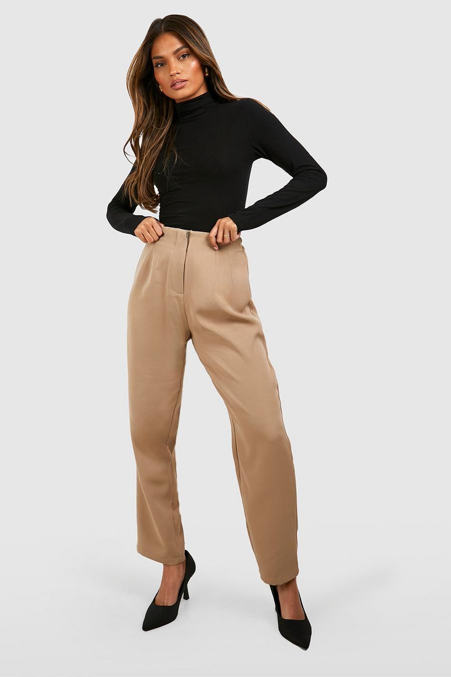 Camel High Waisted Tailored Cigarette Pants