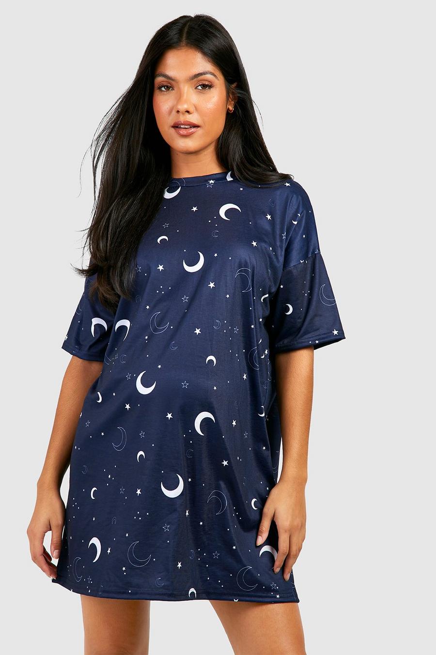 Camicia da notte Premaman con stampa di stelle celesti, Navy