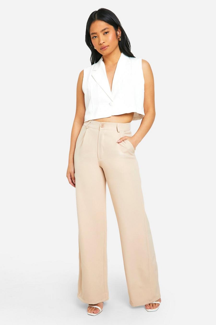 Stone Petite Tailored Wide Leg Trouser    image number 1