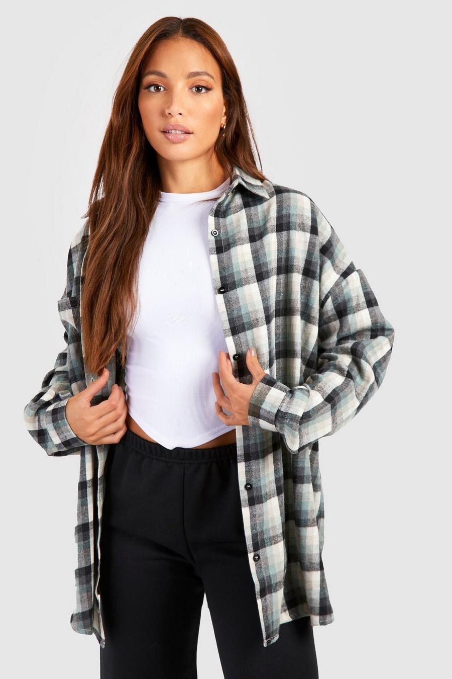 Black Tall Oversized Check Shirt image number 1