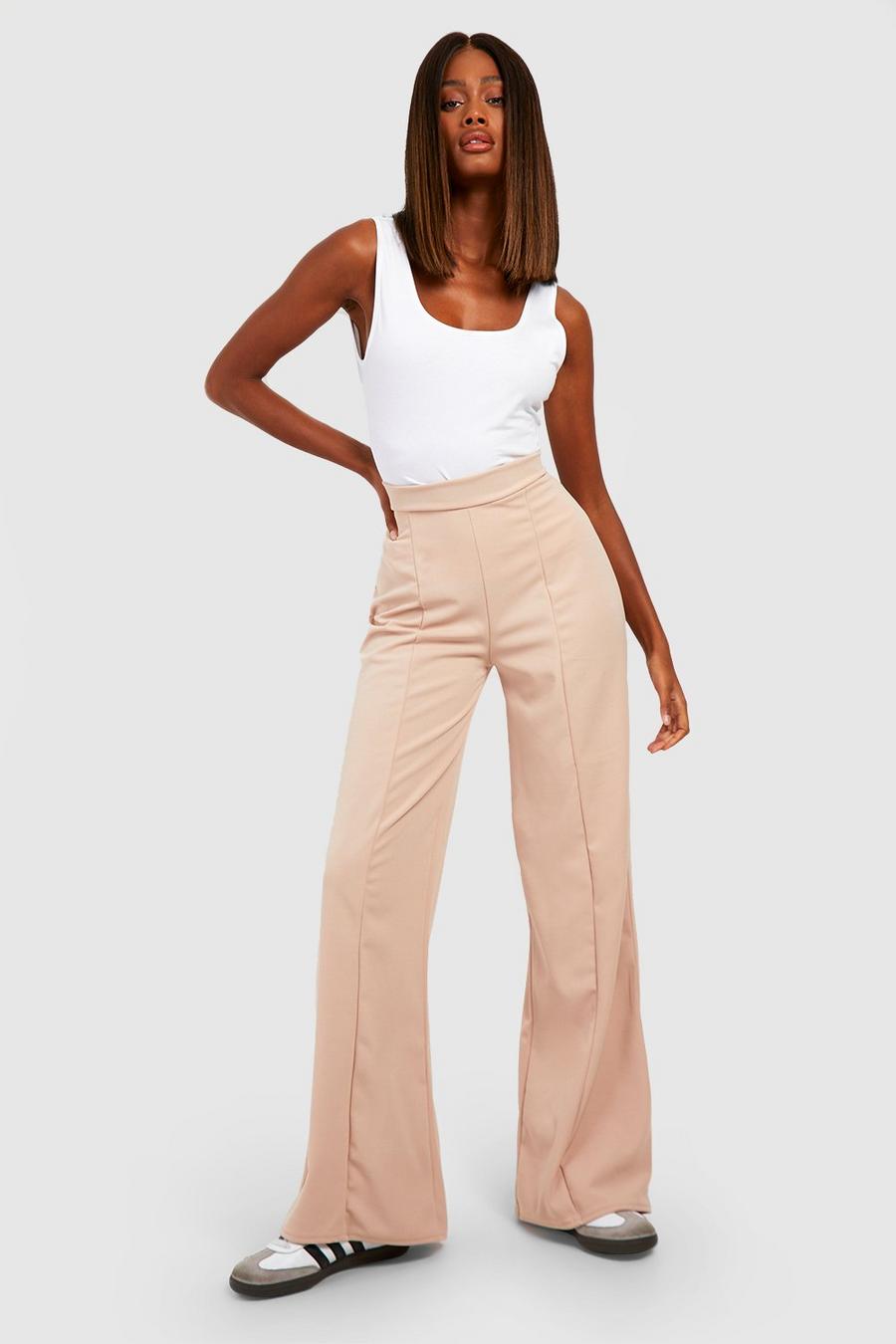 Sand Crepe Wide Leg Trousers