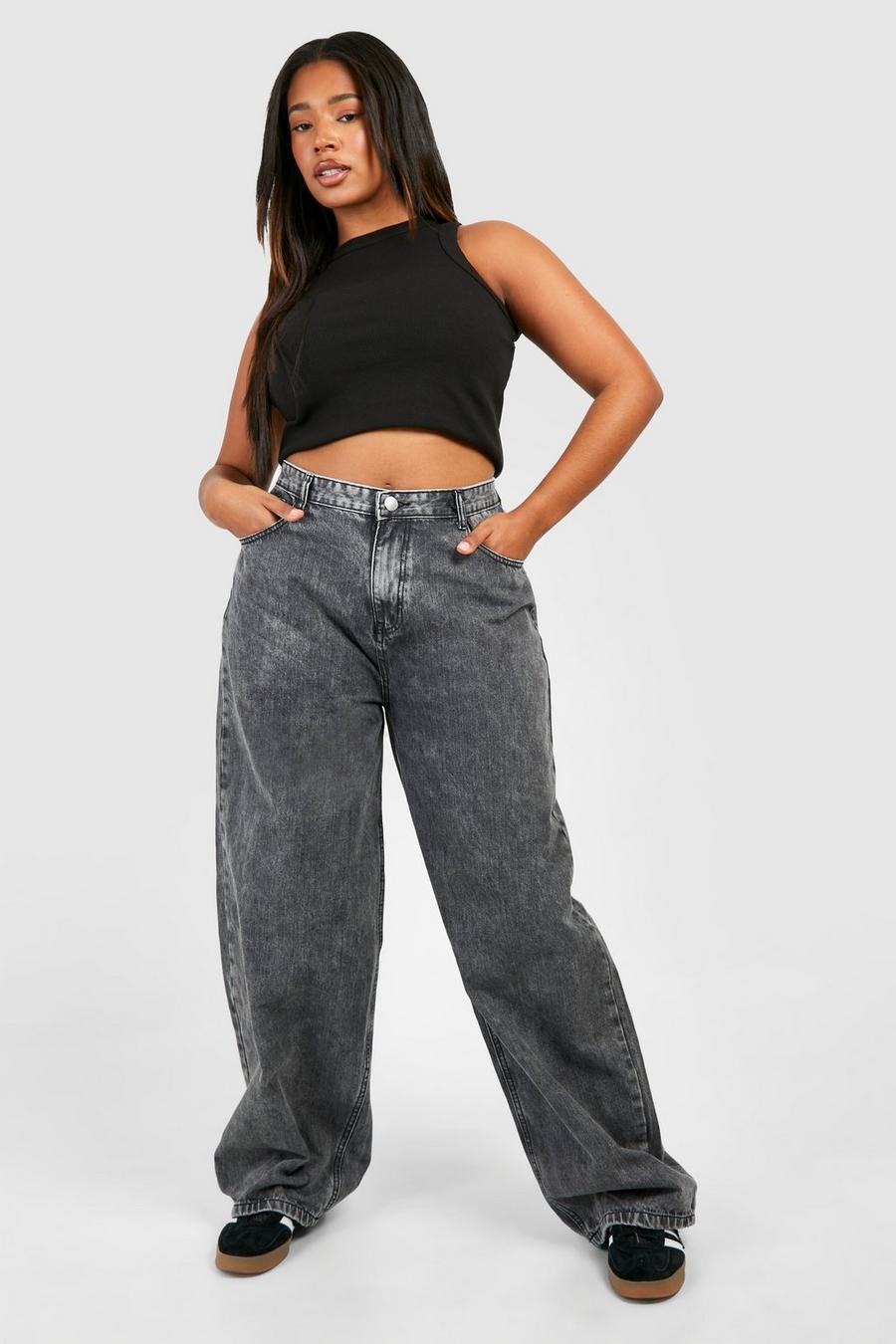 Grande taille - Jean baggy droit, Grey image number 1