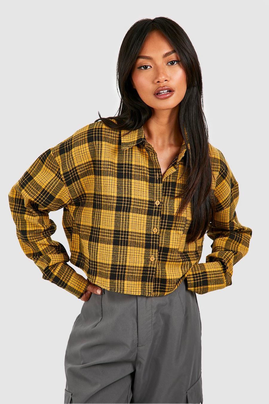 Mustard Flannel Cropped Shirt