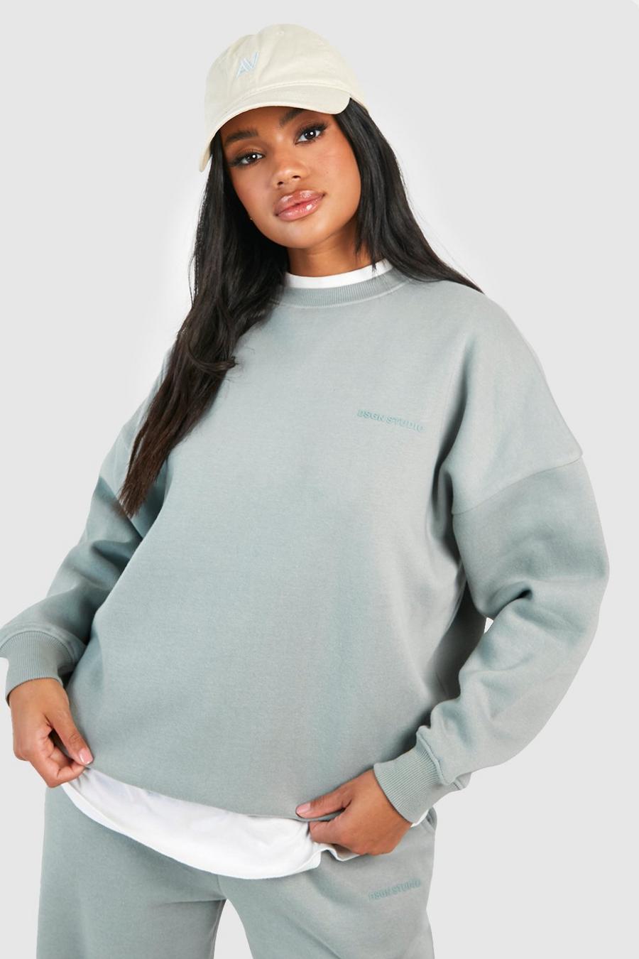 Sage Dsgn Studo Slogan Oversized Sweatshirt 