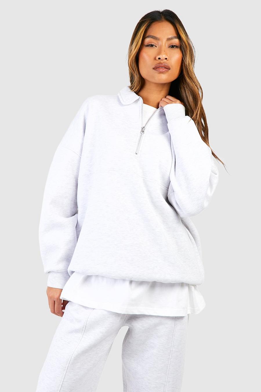Oversize Premium Sweatshirt mit Naht-Detail und Kragen, Ash grey