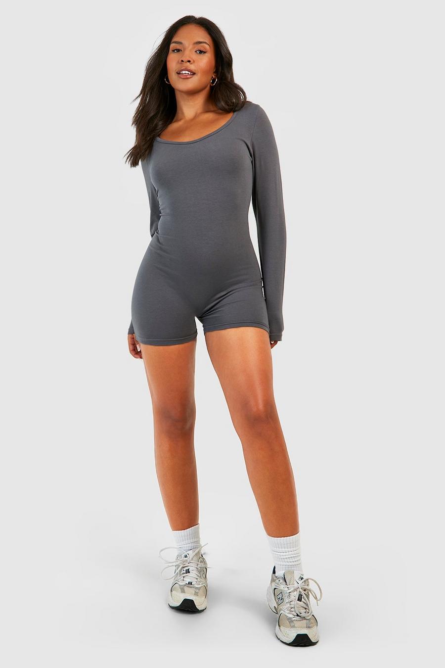 Plus Cotton Long Sleeve Unitard Playsuit