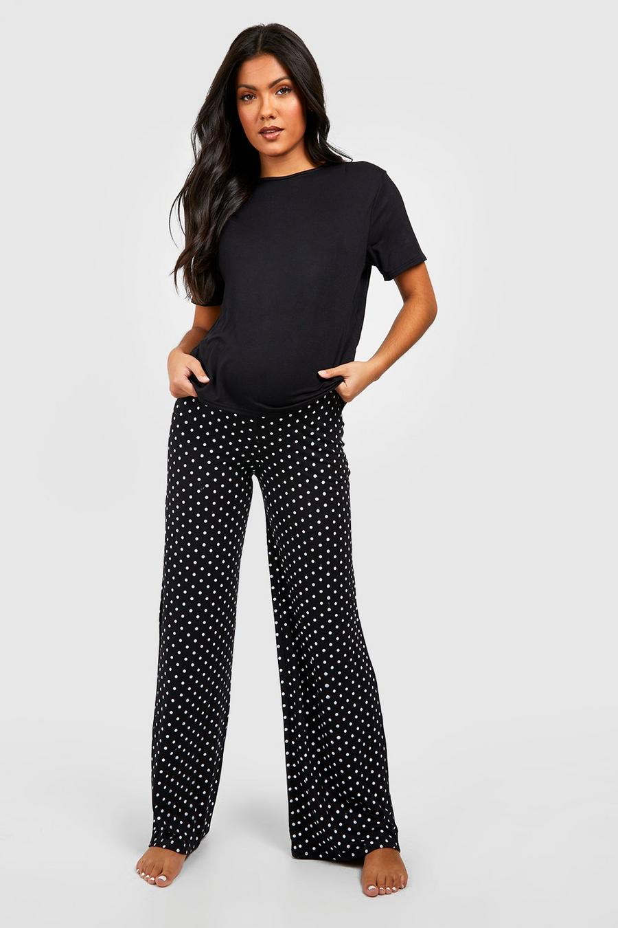 Umstandsmode gepunktetes Pyjama-Set, Black