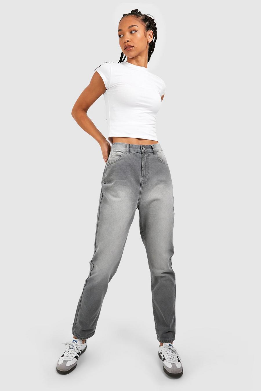 Grey Tall Slim Fit Mom Jeans Met Omgeslagen Zoom image number 1