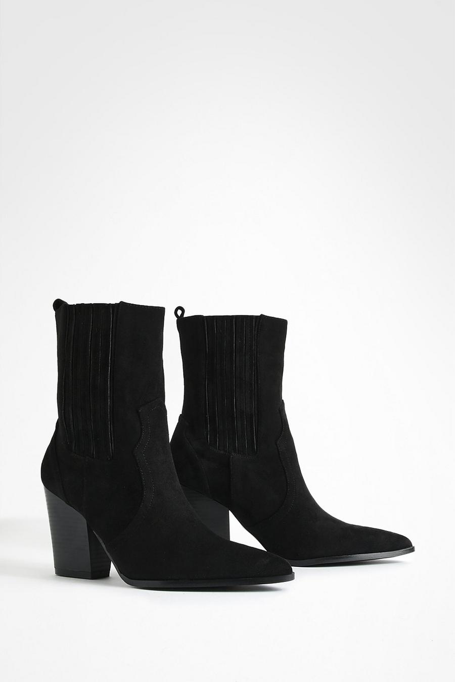 Black Chelsea Detail Cowboy Boots