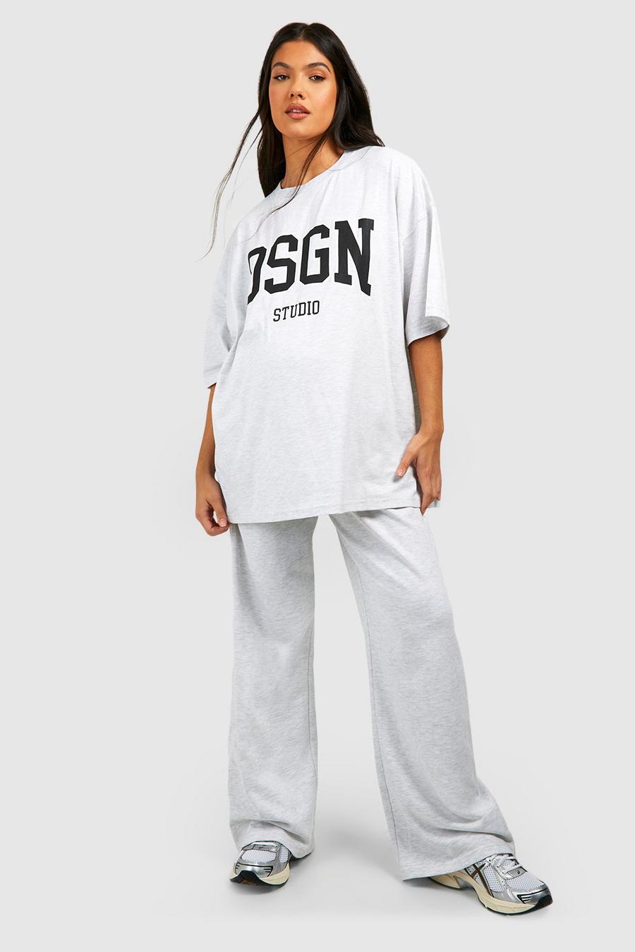 Ash grey Zwangerschap Dsgn T-Shirt En Joggingbroek Met Rechte Pijpen Set