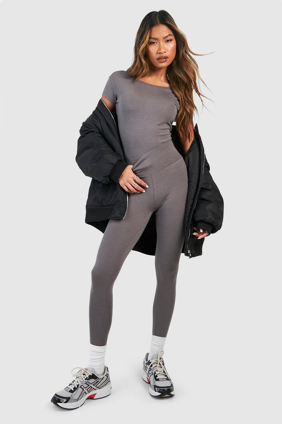 Charcoal Premium Mjuka leggings med hög midja image number 1