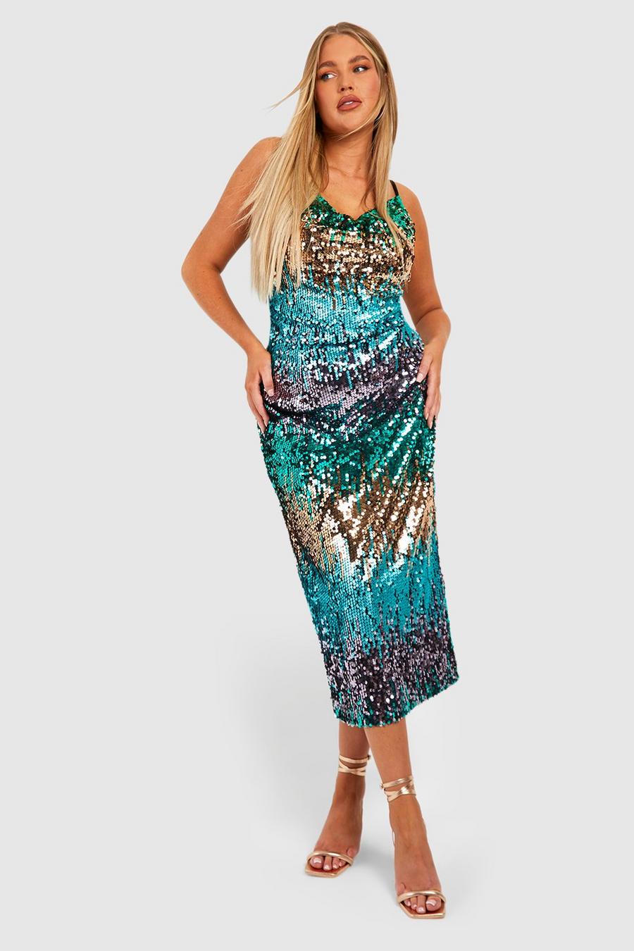 Blue Plus Ombre Sequin Midi Skirt image number 1