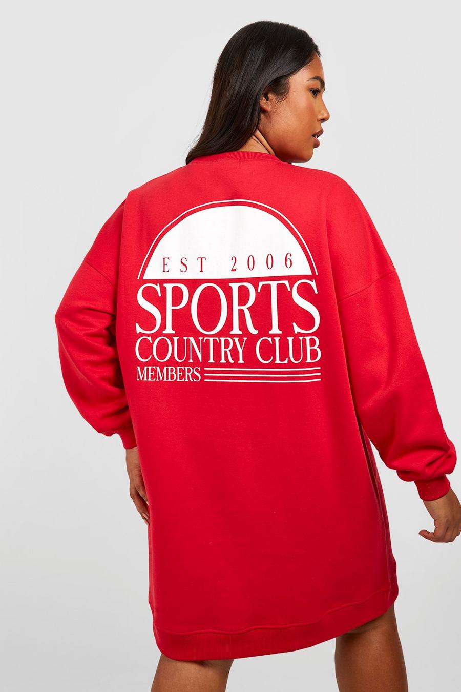 Red Plus Oversized Sports Club Sweatshirt Jurk