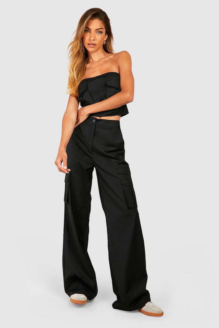 Black Tailored Relaxed Fit Cargo Trousers
