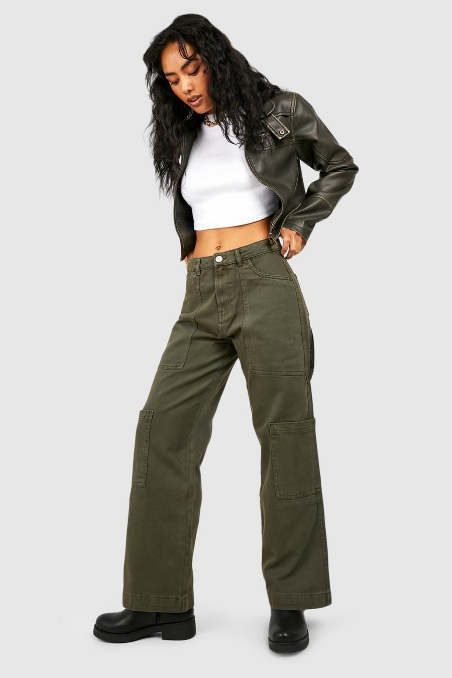 Cargo-Hose mit geradem Bein, Khaki