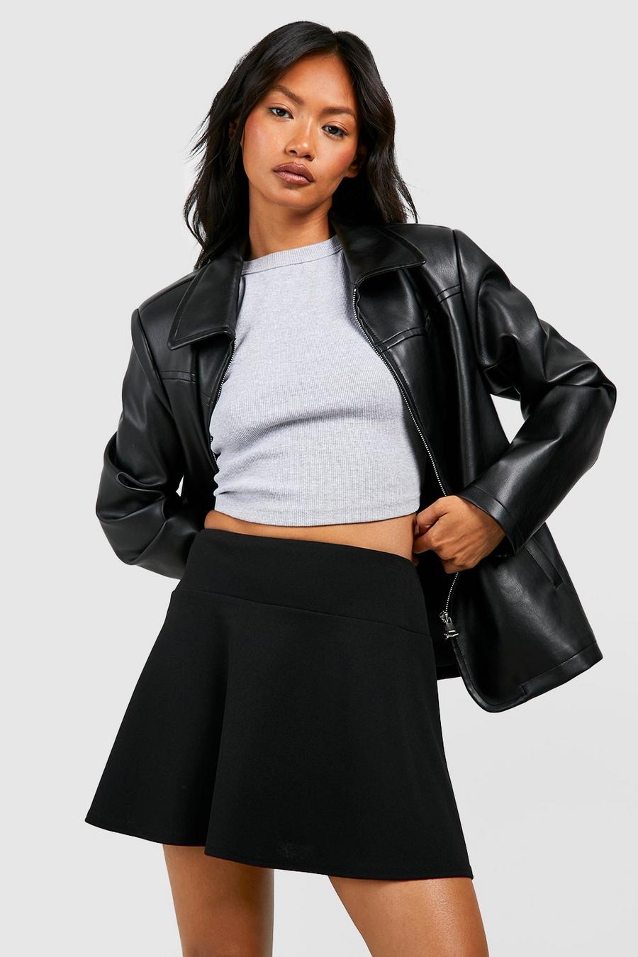 Black Losse Crêpe Rok Met Grote Tailleband