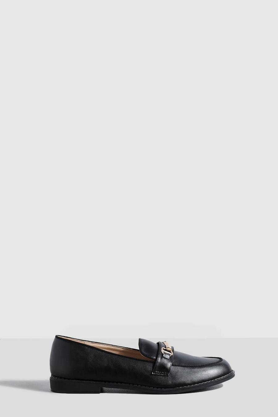 Black T Bar Pu Loafers