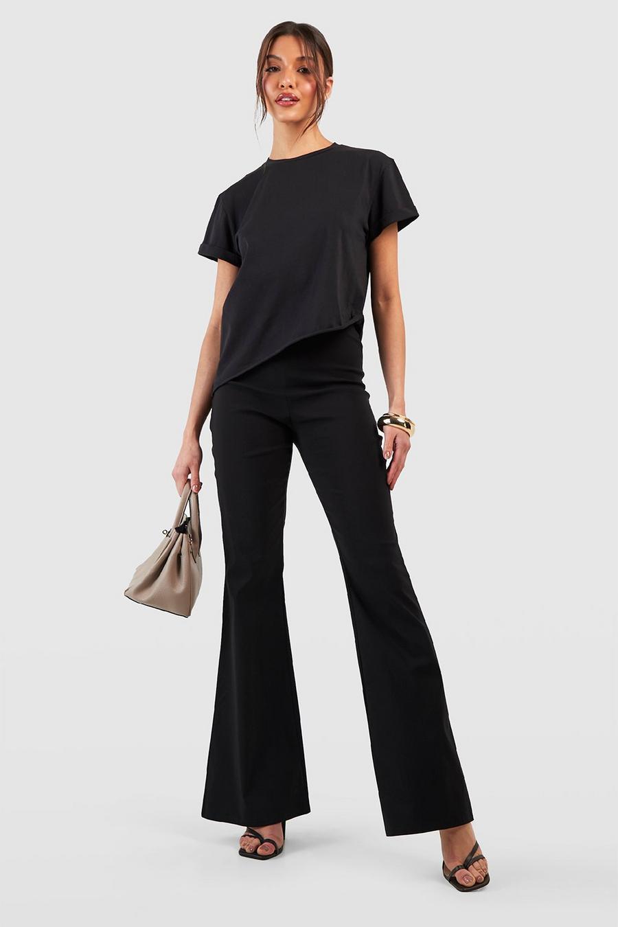 Black Super Stretch Fit & Flare Tailored Pants