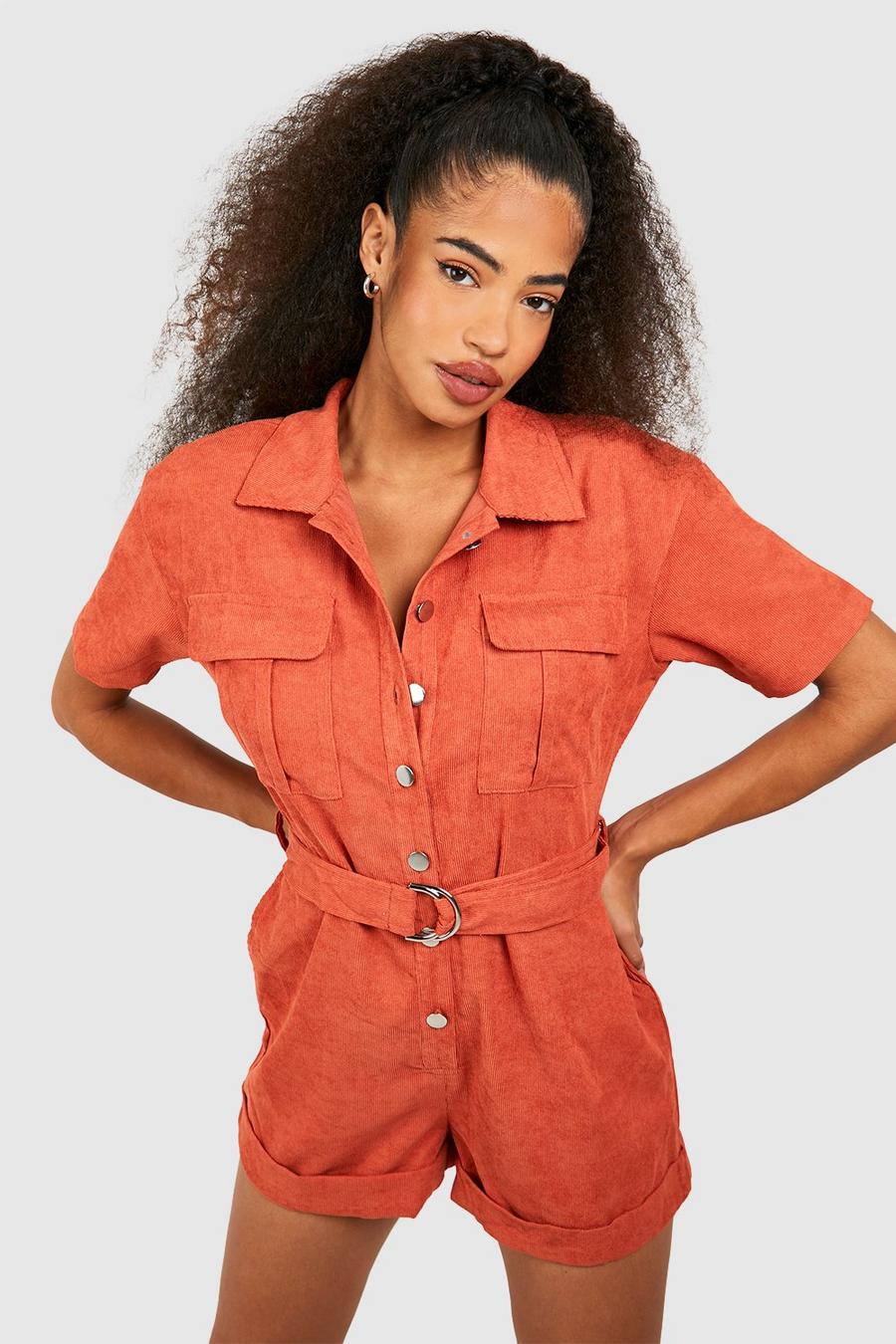 Rust Cord Utility Playsuit