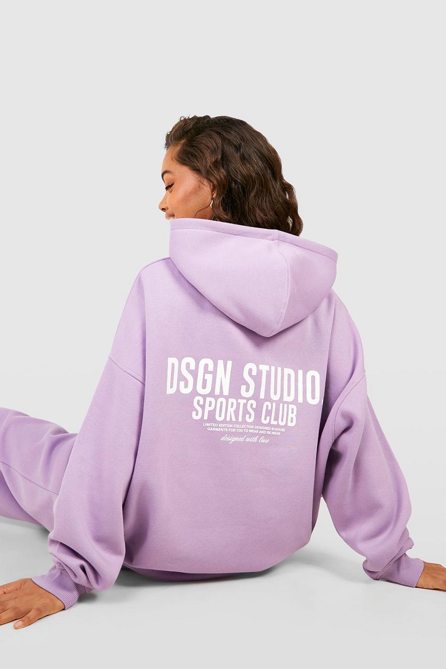 Sweat à capuche oversize à slogan Dsgn Studio, Lilac