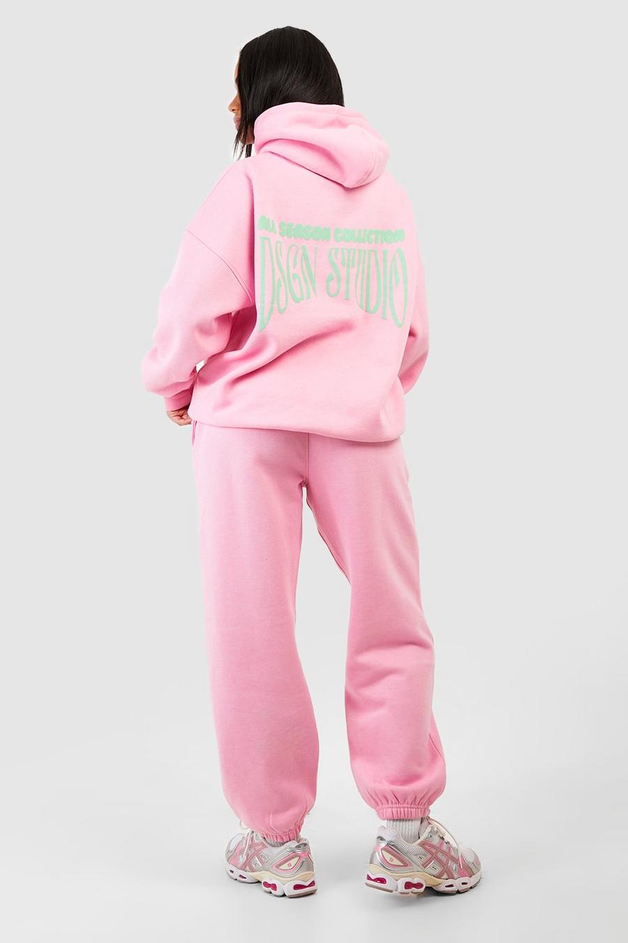 Chándal Dsgn Studio con capucha y eslogan en relieve, Pink