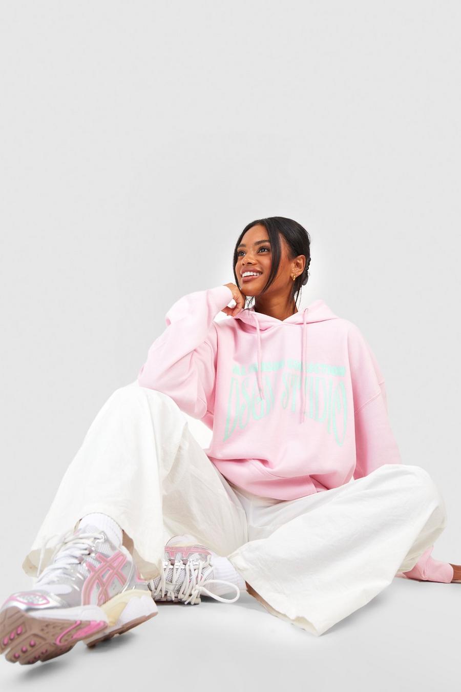 Light pink Dsgn Studio Oversize hoodie med slogan