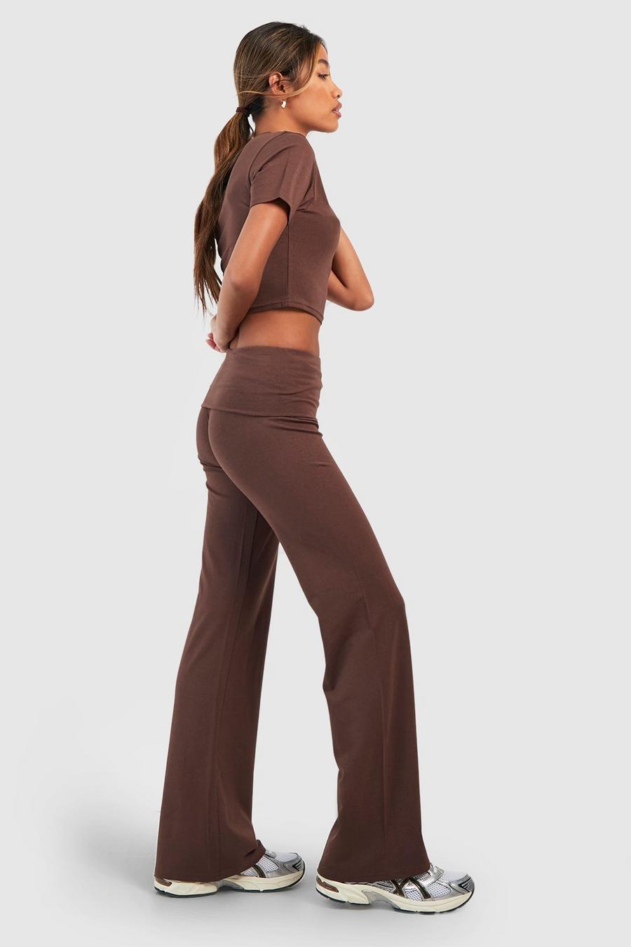 Chocolate Soft Touch Lounge Flare Trouser 