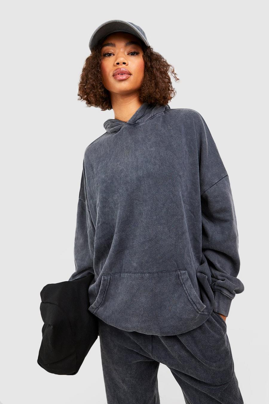 Charcoal Tall Oversize färgad hoodie