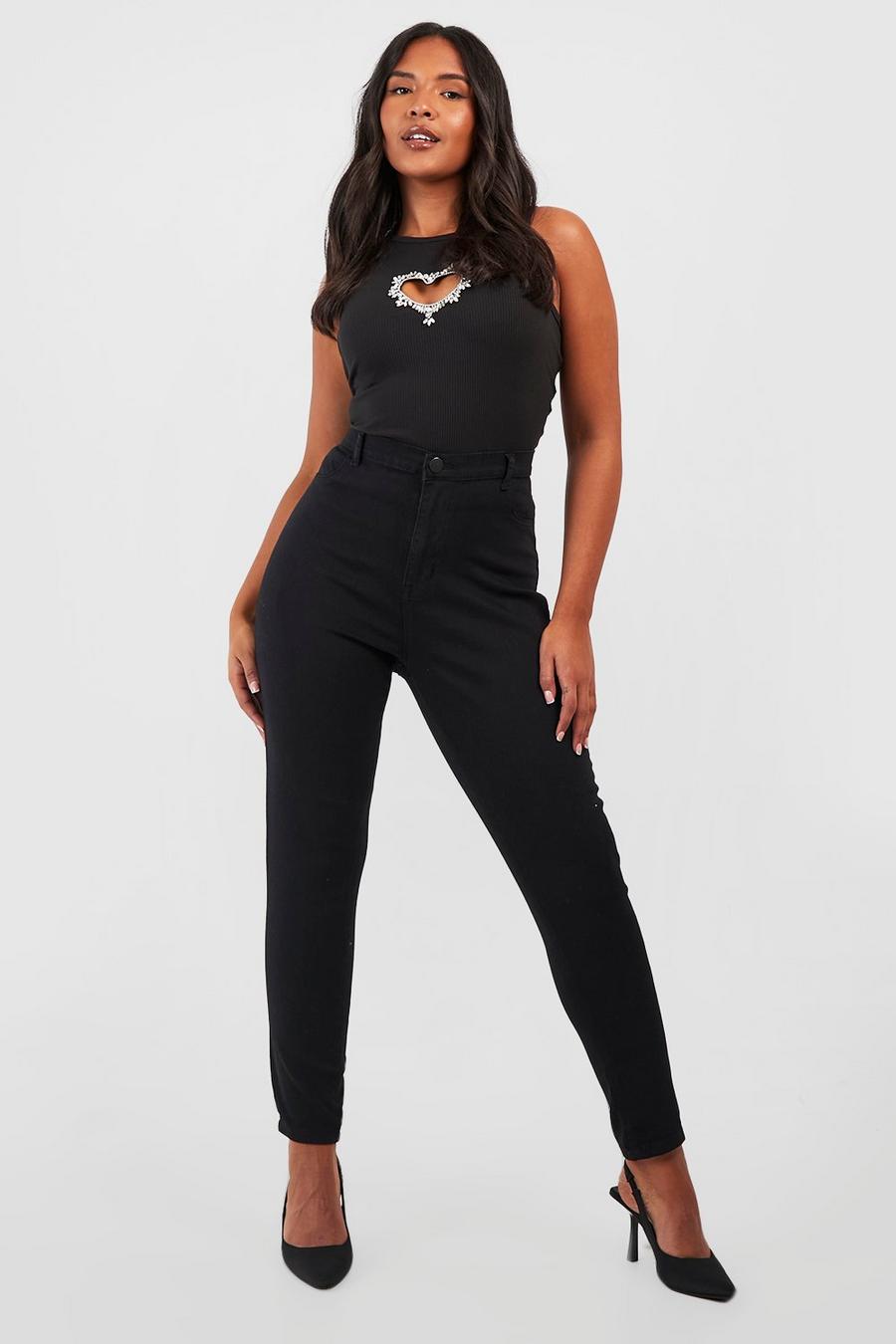 Black Plus Super High Waisted Power Stretch Skinny Jeans image number 1