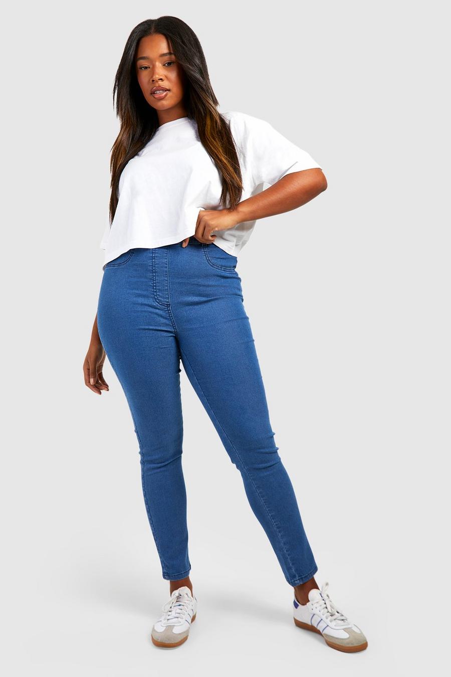Mid blue Plus High Waisted Jeggings image number 1