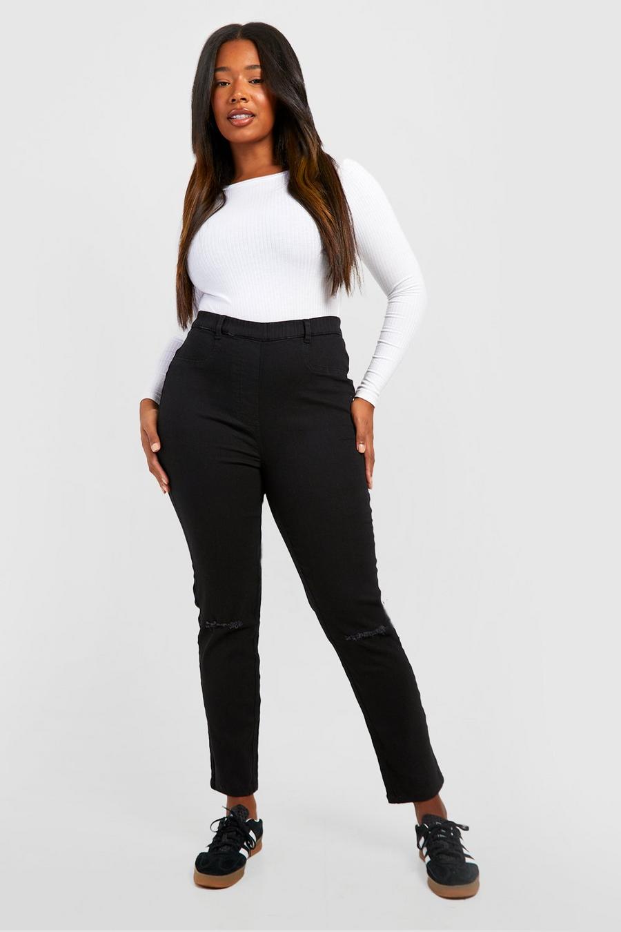 Black Plus Rip Knee Skinny Jegging