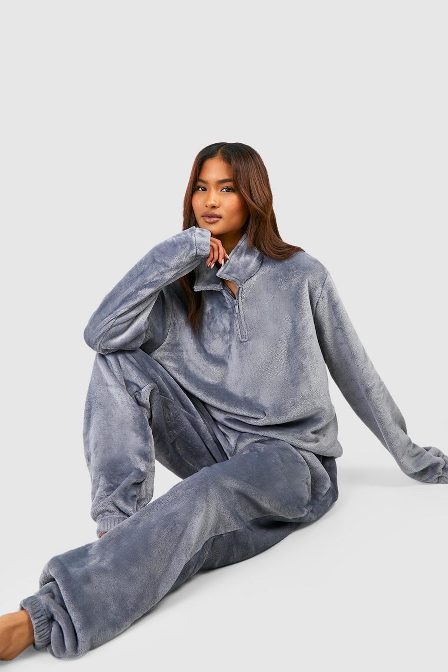 Grey Tall Half Zip Loungewear Sweatshirt