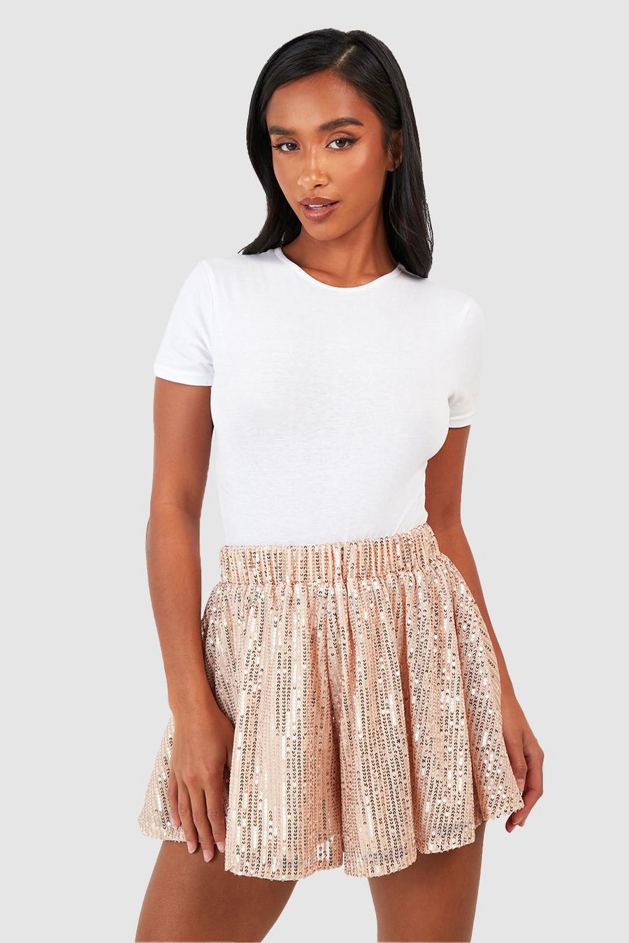 Gold Petite Sequin Short