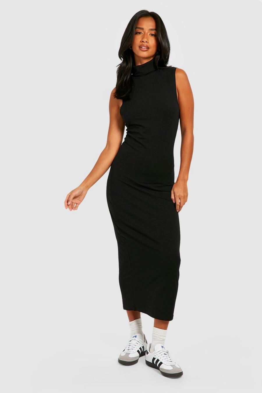 Black Premium Super Soft Turtleneck Midaxi Dress