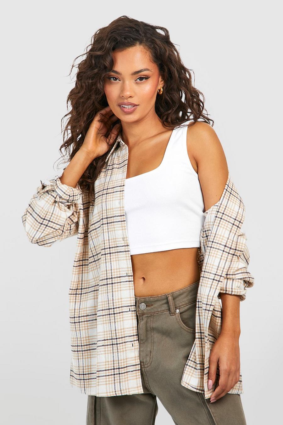 Ivory Neutral Flannel Oversized Shirt