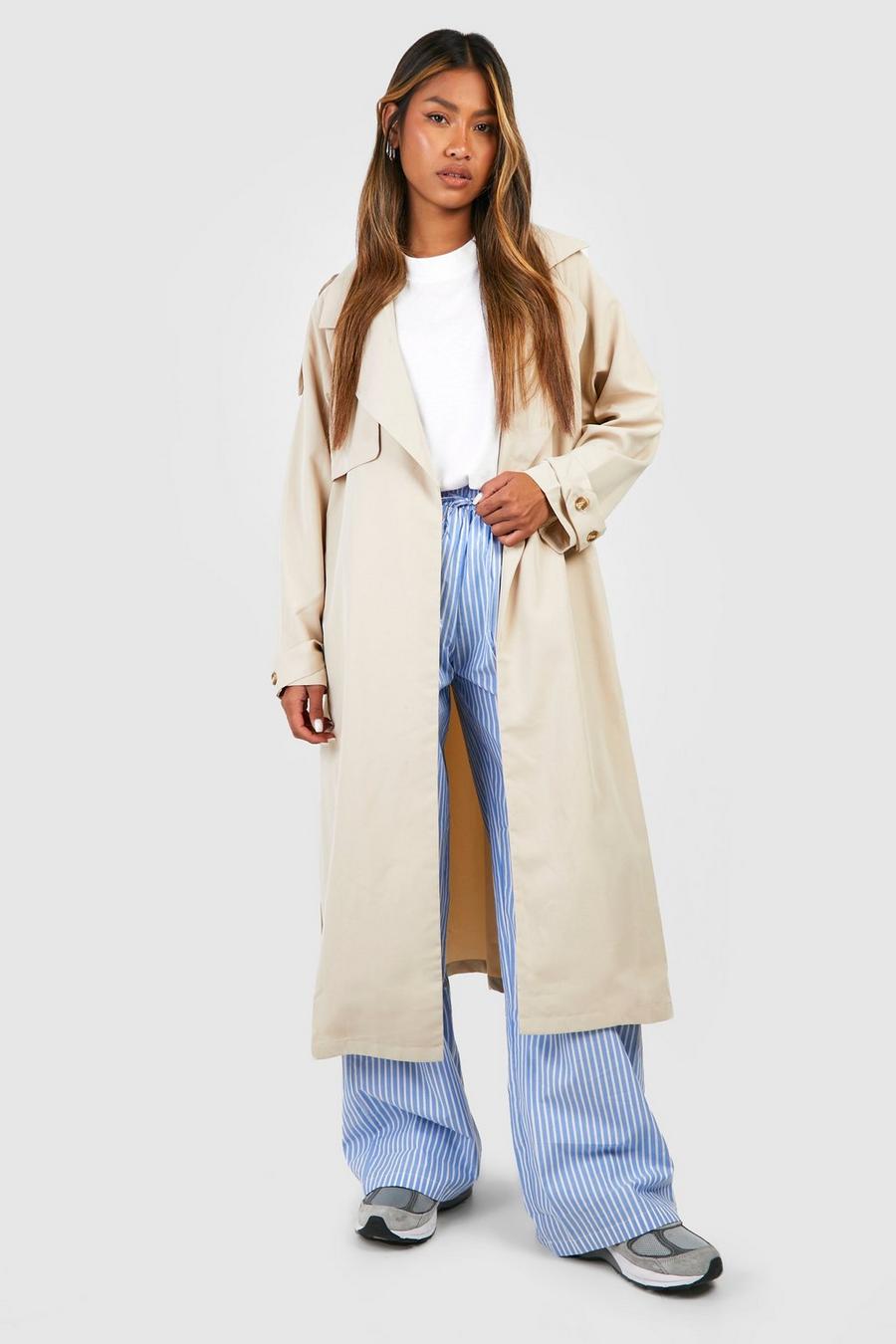 Stone Relaxed Fit crinkled Coat