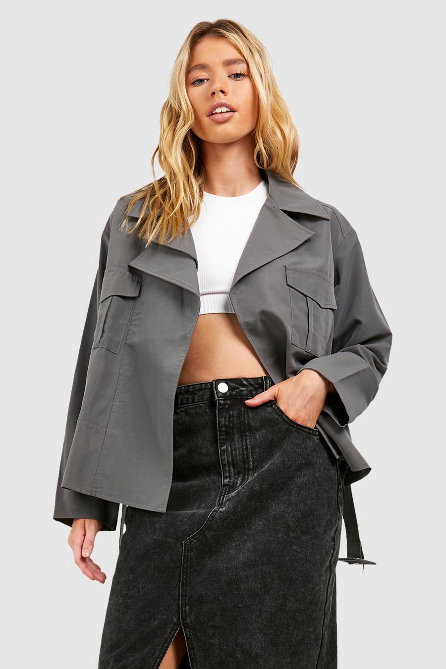 Charcoal Belted Utility Jacket