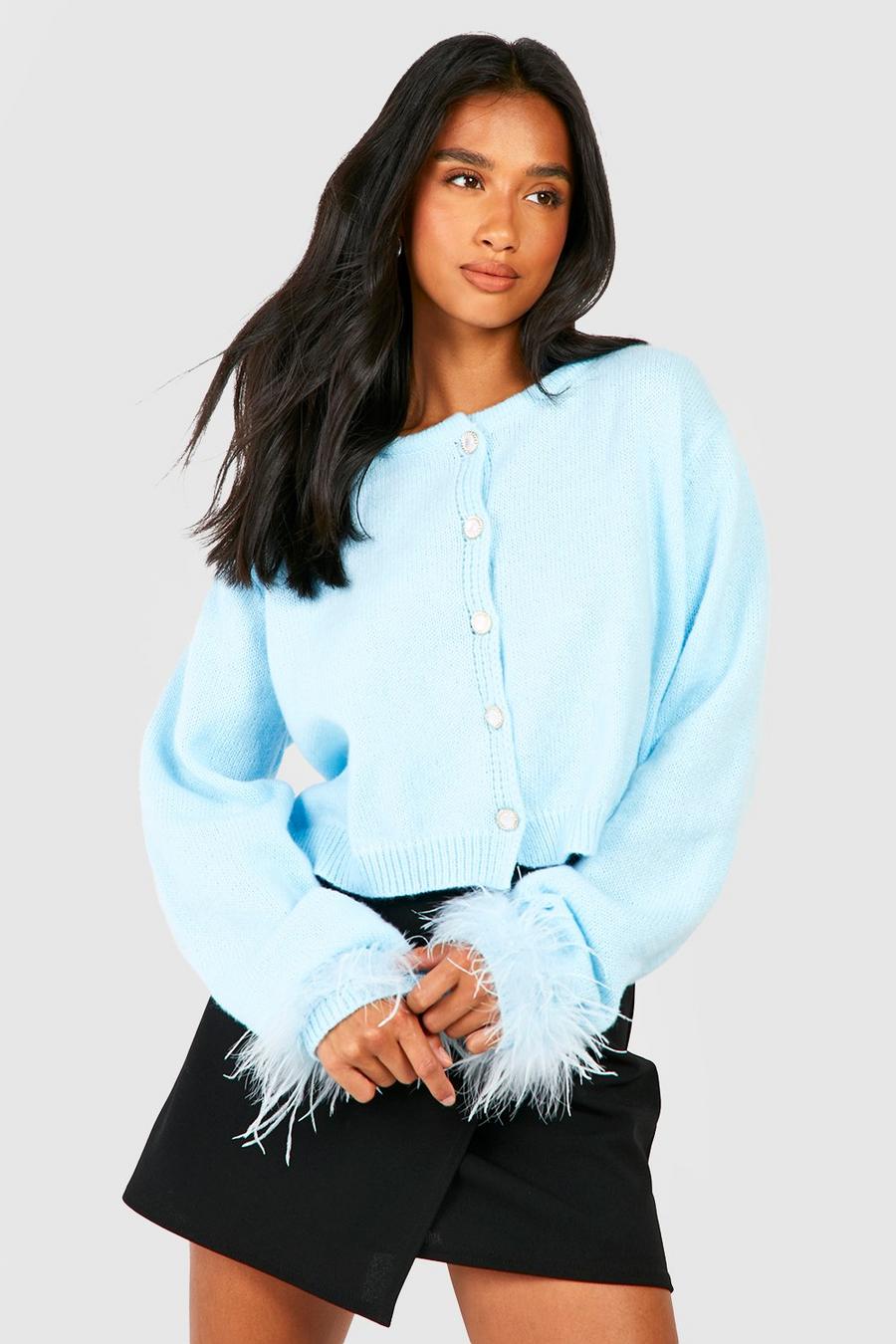 Pale blue Petite Feather Cardigan