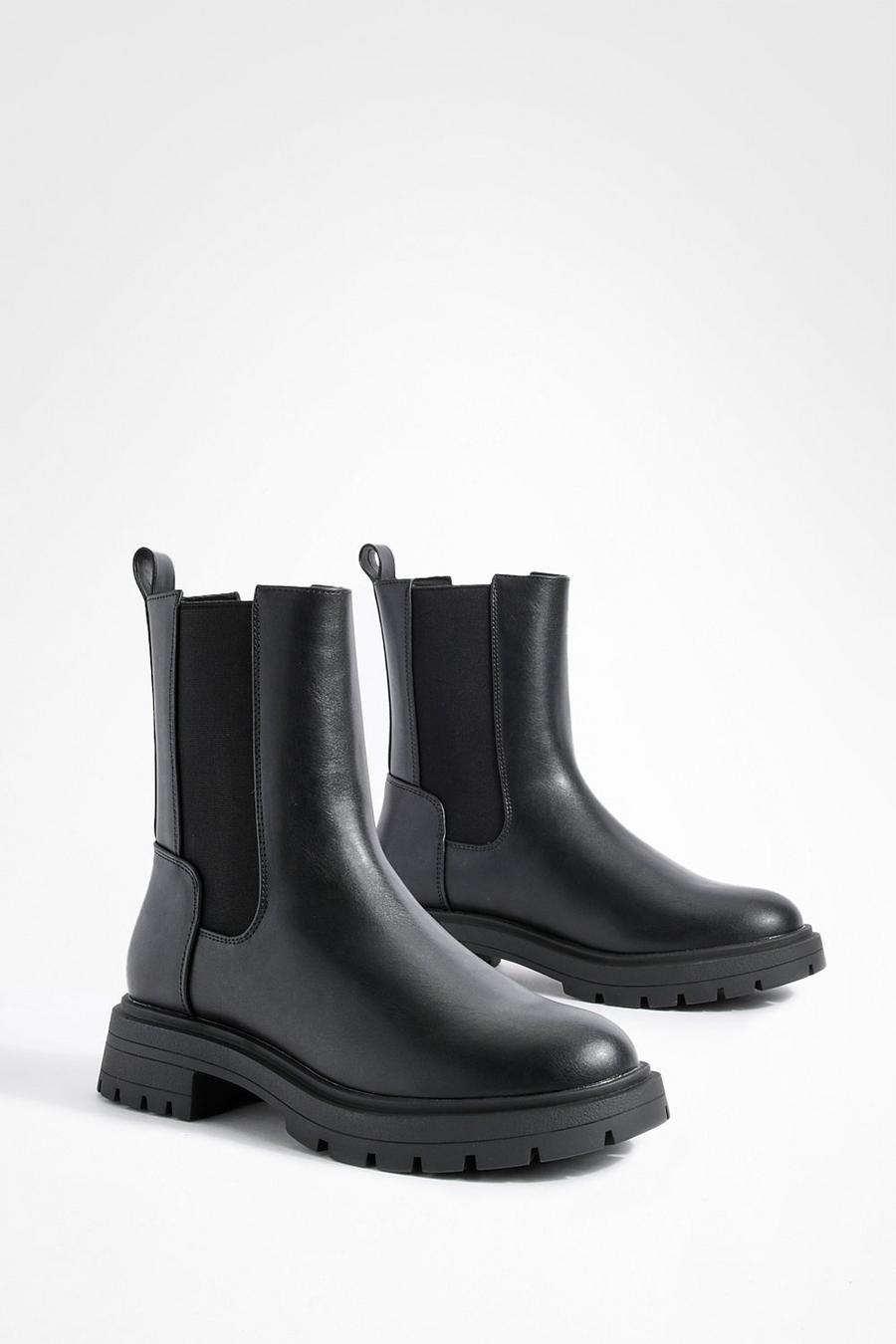 Black Wide Fit Back Tab Chelsea Boots