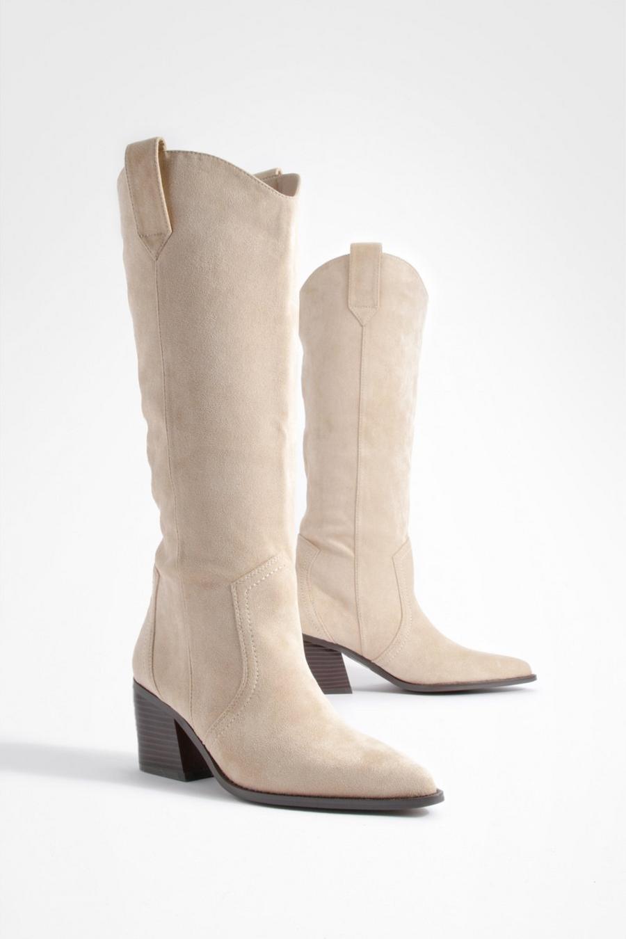 Mink Squared Heel Minimal Western Cowboy Boots