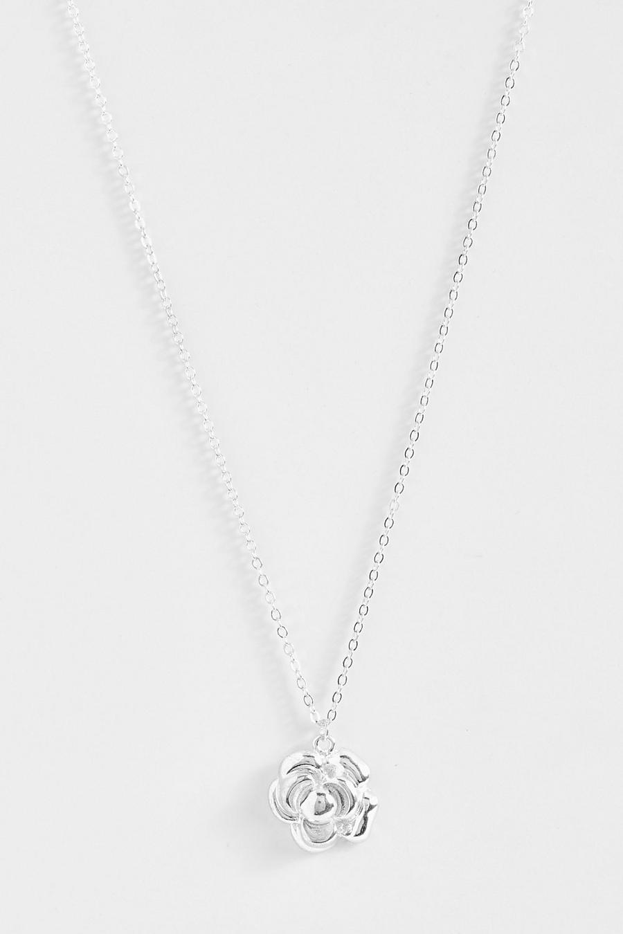Silver Rose Necklace  image number 1