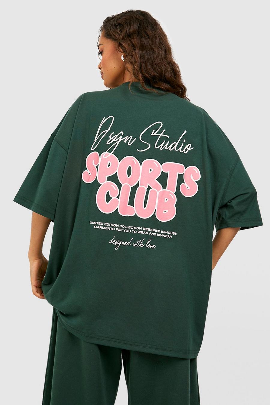 Oversize T-Shirt mit Dsgn Studio Sport Slogan, Green