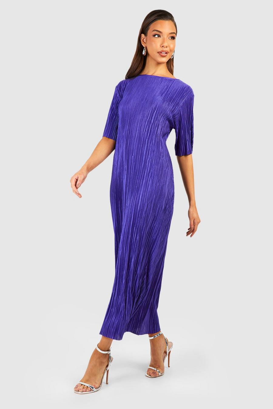 Purple Plisse Midaxi T-shirt Dress