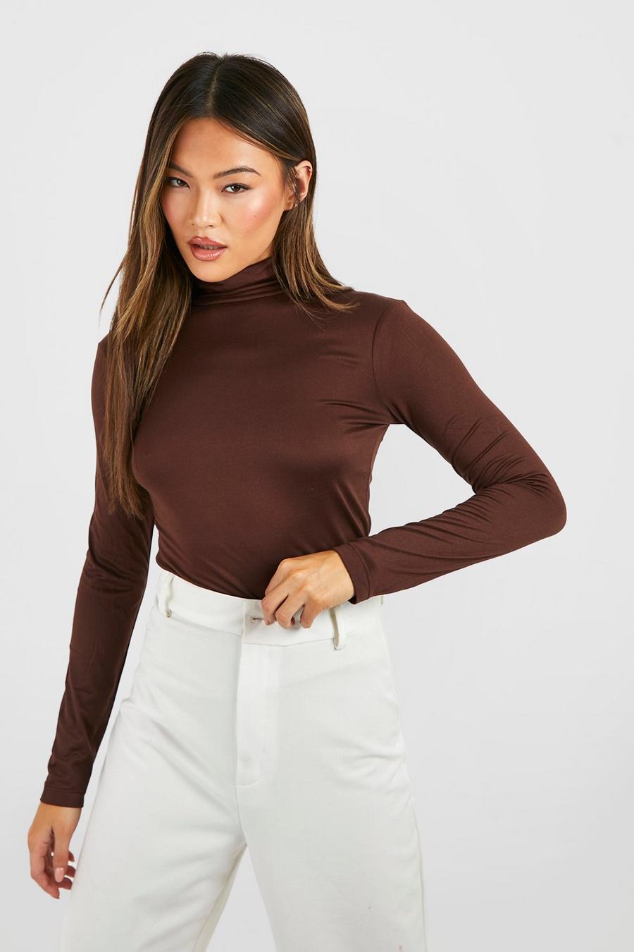 Chocolate Roll Neck Long Sleeve Top 